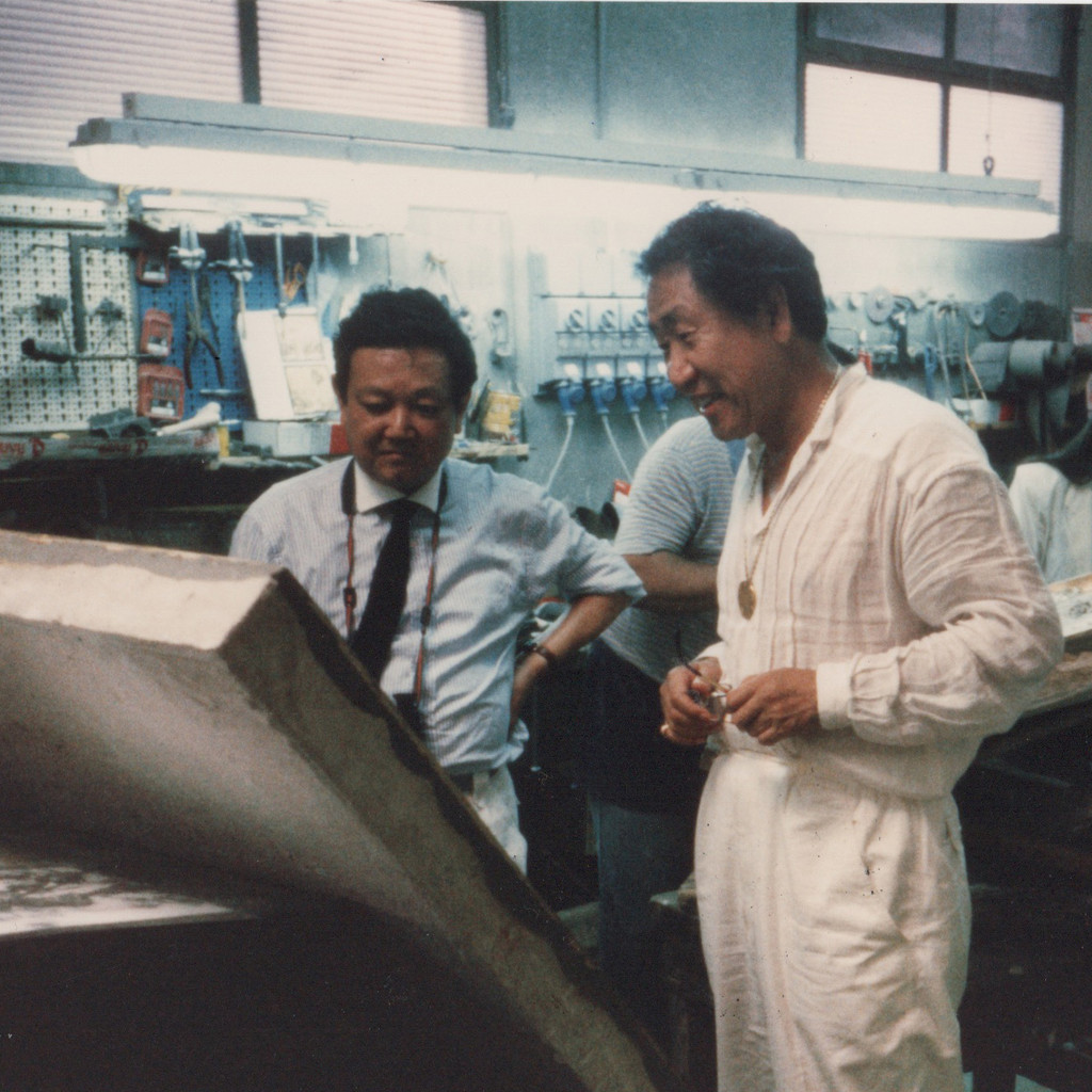 Mr. Motoyama checking the casting of the replicas of the Gates of Paradise at the  Frilli Gallery foundry